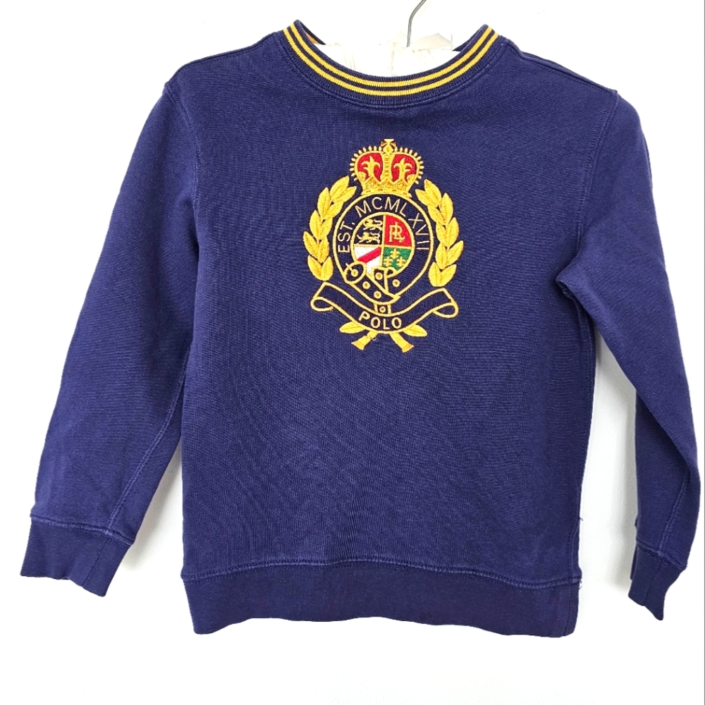 Ralph Lauren Boys Sweatshirt Blue color Size 7 100% Cotton